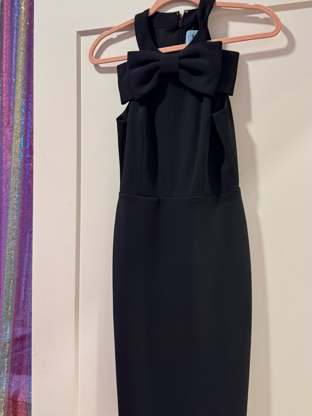 CeCe Black Bow-Front Midi Dress